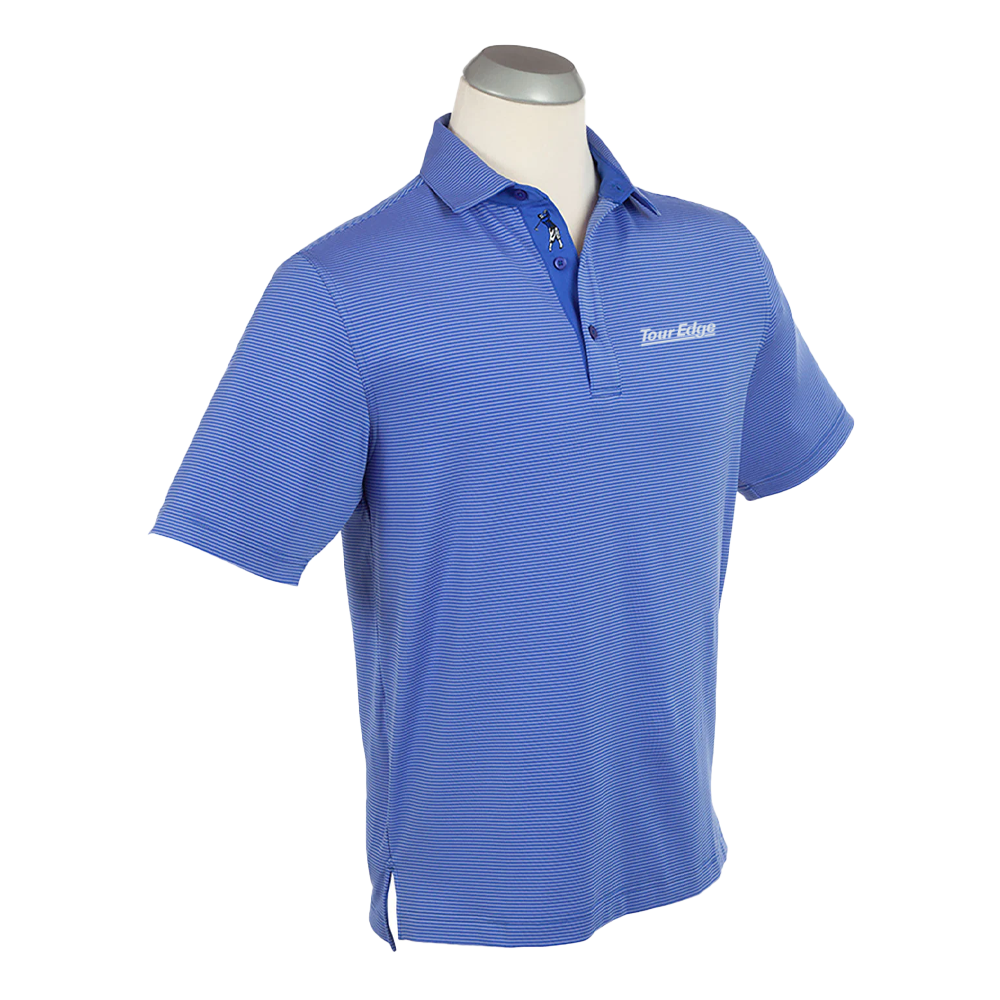 Tour Edge Men's Performance Stripe Polo by Bobby Jones - Marina Blue