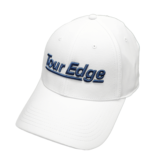 Tour Edge Logo Performance Cap - White/Blue Logo