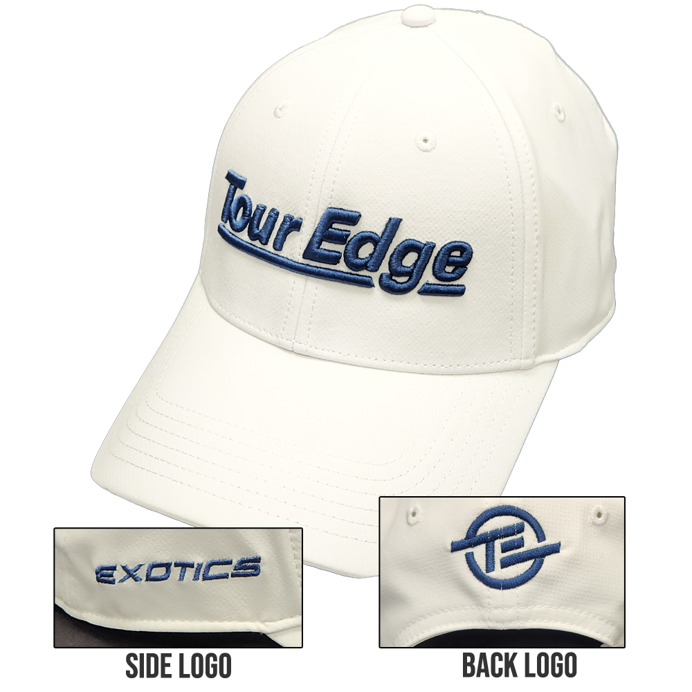 Tour Edge Logo Performance Cap - White/Blue Logo